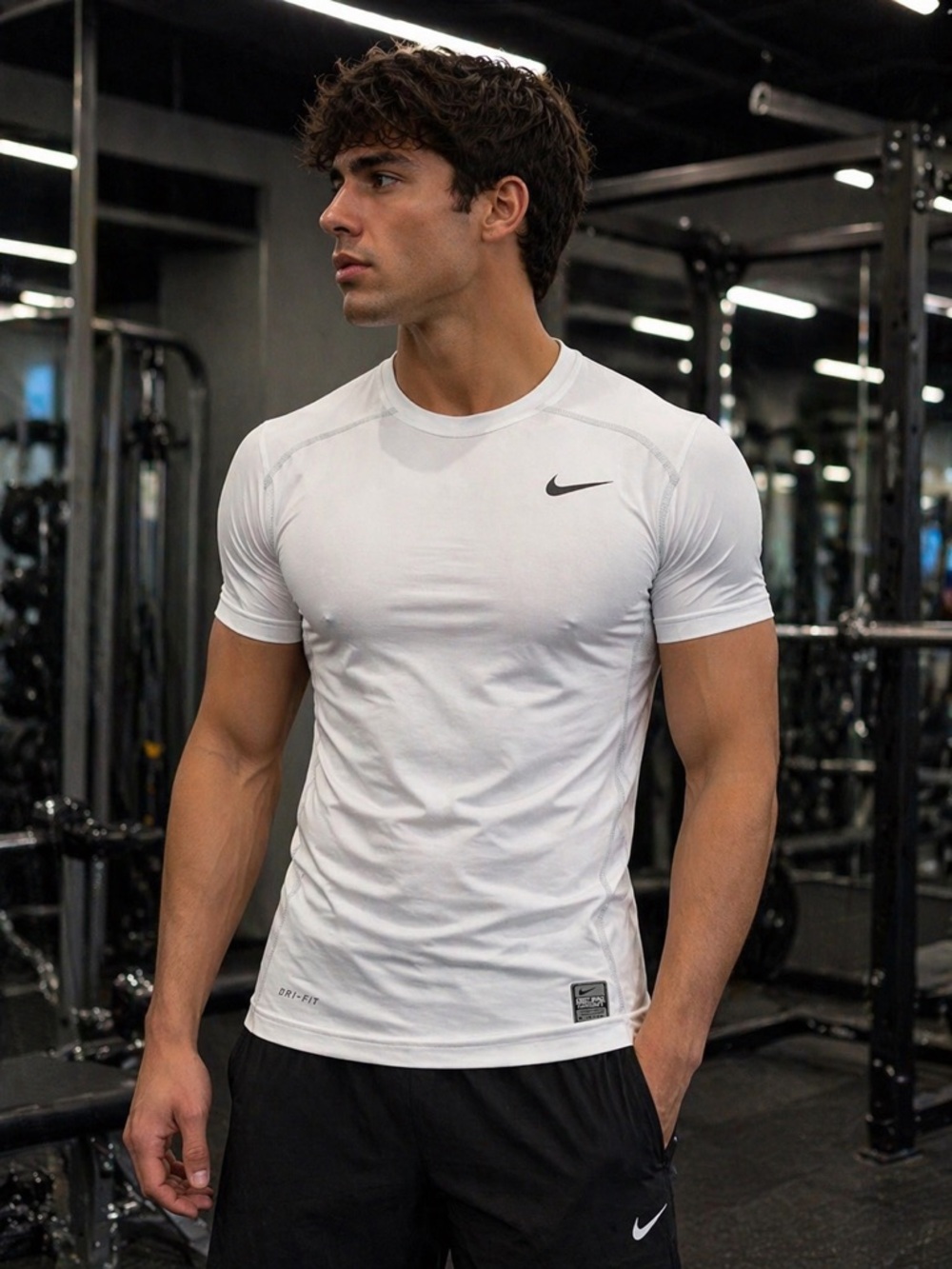 Nike Pro Combat Dri-FIT Compression Shirt White Athletic Tee L